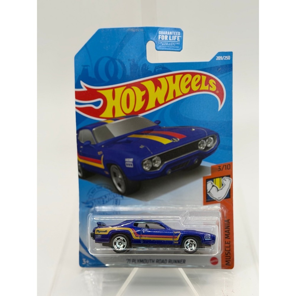 Hot Wheels '71 Plymouth Road Runner 1:64 Blue Custom Stripe Muscle Mania Diecast